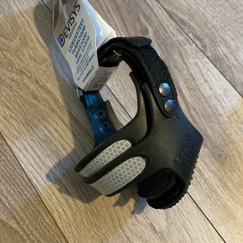 Heel traction for walking on ice.